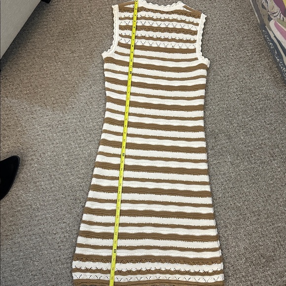 Veronica Beard Templeton Cream & Tan Sleeveless Stripe Knit Dress | Size Small - Picture 14 of 15